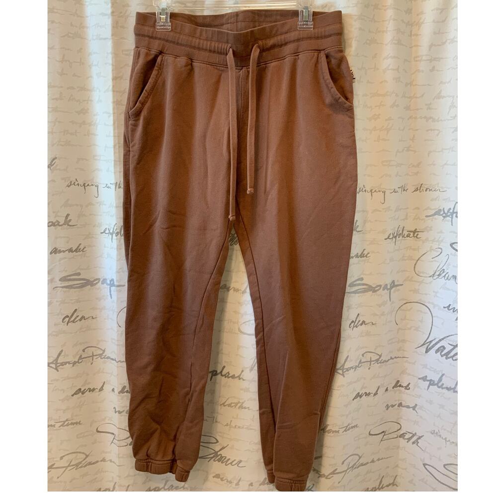 Pact Men's Medium Joggers Brown Organic Cotton Loungewear Sweatpants NWT
